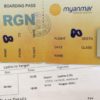 ミャンマー国内線の手書き搭乗券
